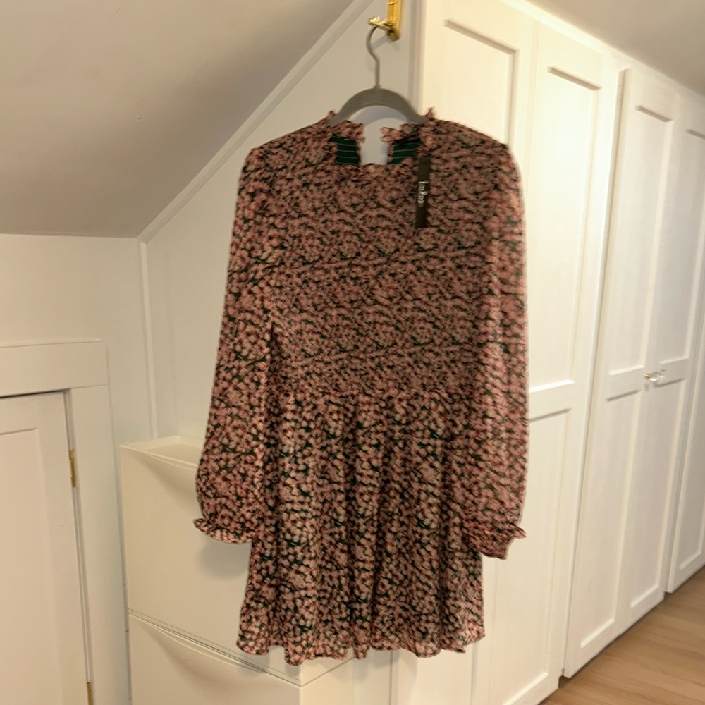 Floral Forever Green and Pink Floral Print Smocked Skater Dress XL NWT - Picture 10 of 10